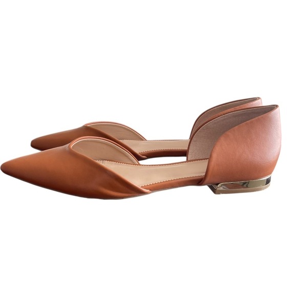 Crown and Ivy Penelope DOrsay Pointed Toe Flats Tan Leather Women's Size 8M - Picture 3 of 9